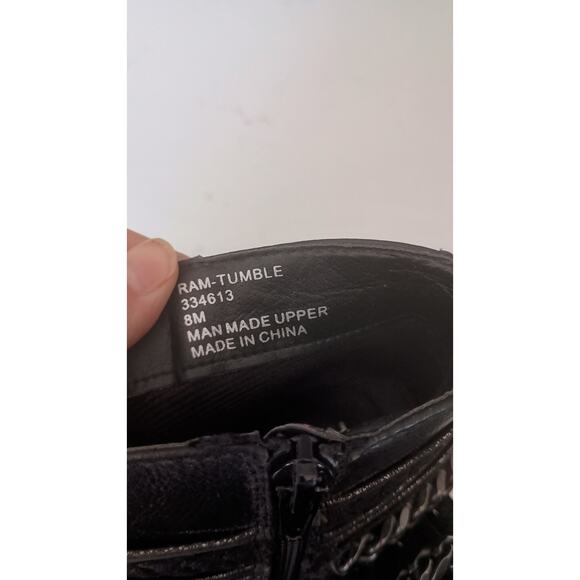 Y2K NWOT Rampage black booties fringe layered leather/ chains Western boho SZ 8 - Picture 4 of 7